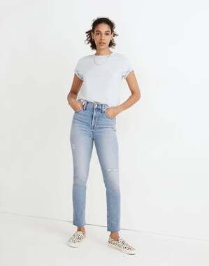 Madewell Perfect Vintage Cropped High Rise Distressed Jeans Coffey Wash Size 24